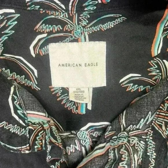 American Eagle Short sleeve Button up Palm Tree Shirt Mens XXL printed 1011 - Picture 3 of 7